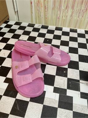 Stoney Clover Lane Pink Glitter Jelly Slide Sandals